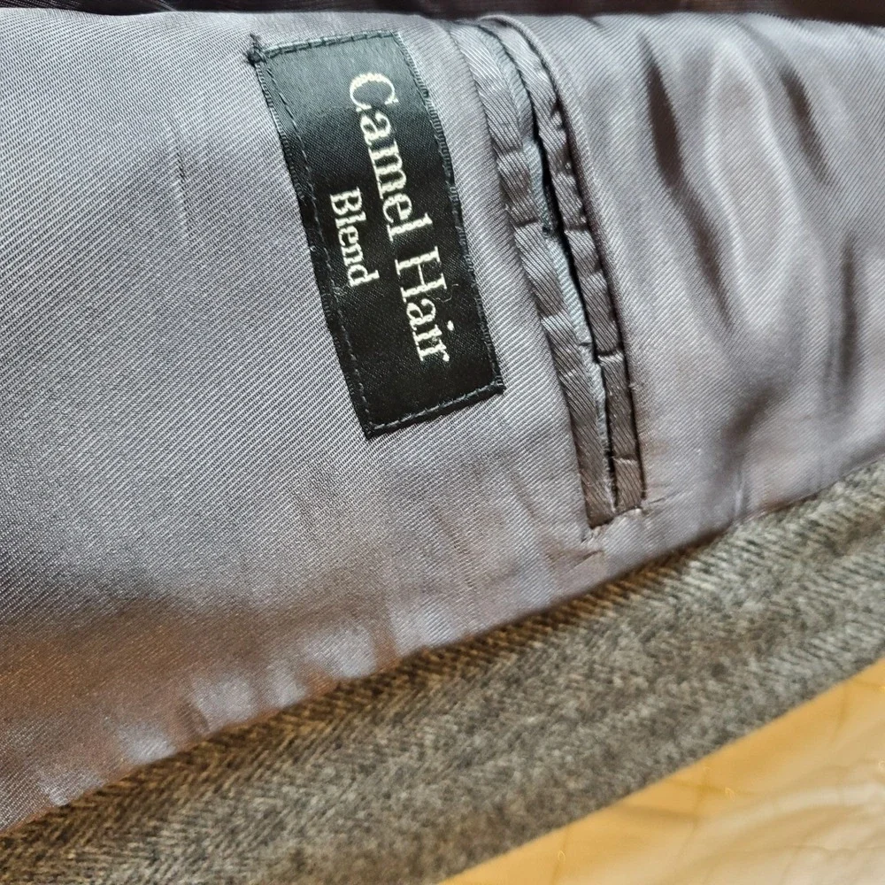 Ruffini Italy Sport Coat 42L Gray Camel Hair Blend Herringbone Blazer‎ Jacket